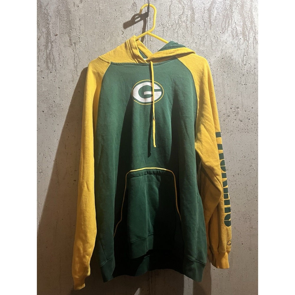 Reebok Green Bay Packers Men's NFL Sweatshirt Helmet‎ Hoodie Size L Vintage